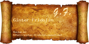 Ginter Fridolin névjegykártya